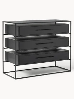 Comoda Cajonera Lyle, Con Tablero De Cristal