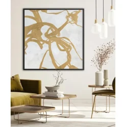 Cuadro En Lienzo Pintado A Mano Goldplay, Marco De Madera