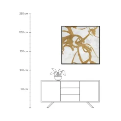 Cuadro En Lienzo Pintado A Mano Goldplay, Marco De Madera