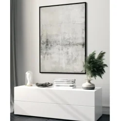 Cuadro En Lienzo Pintado A Mano Simple Living, Marco De Madera