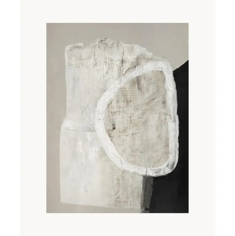 Cuadro En Lienzo Pintado A Mano White Stone