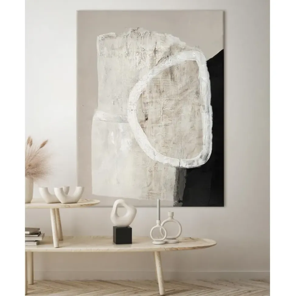 Cuadro En Lienzo Pintado A Mano White Stone