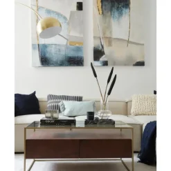 Cuadro En Lienzo Pintado A Mano Golden Blue I