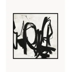 Cuadro En Lienzo Pintado A Mano Playblack, Marco De Madera