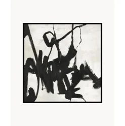 Cuadro En Lienzo Pintado A Mano Playblack, Marco De Madera