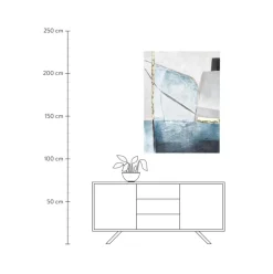 Cuadro En Lienzo Pintado A Mano Golden Blue Ii