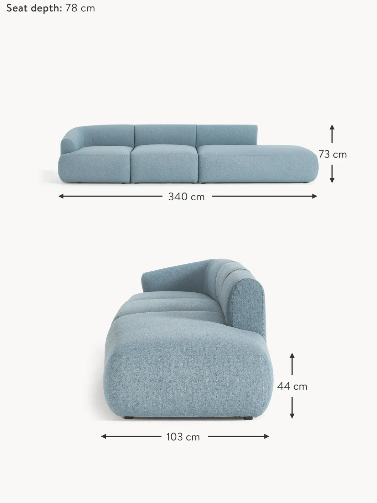 Divan Modular Grande En Tejido Boucle Sofia