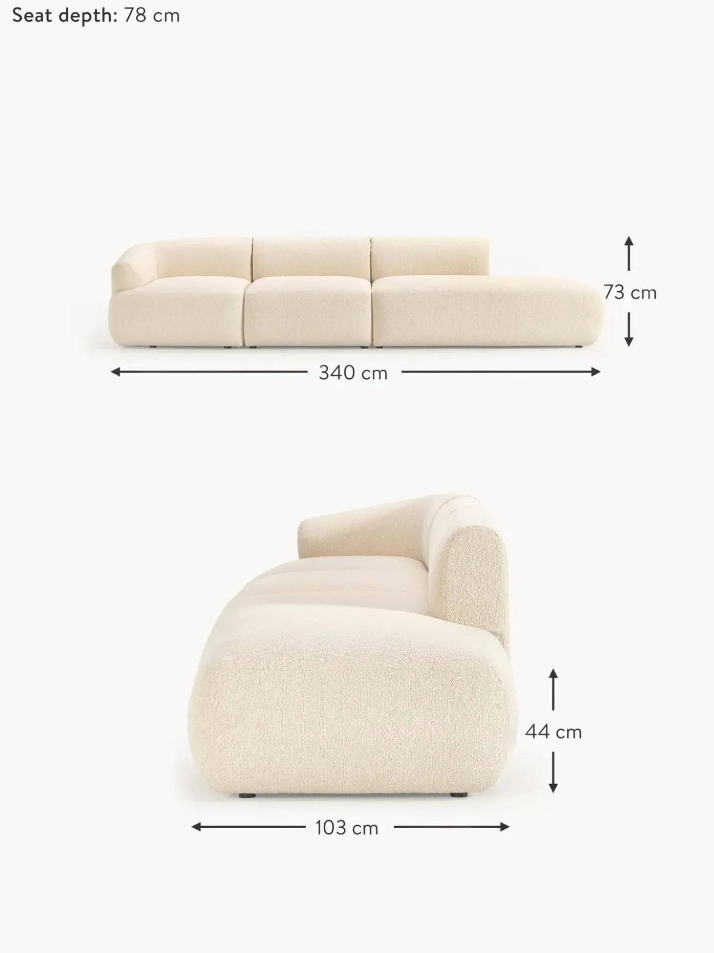 Divan Modular Grande En Tejido Boucle Sofia