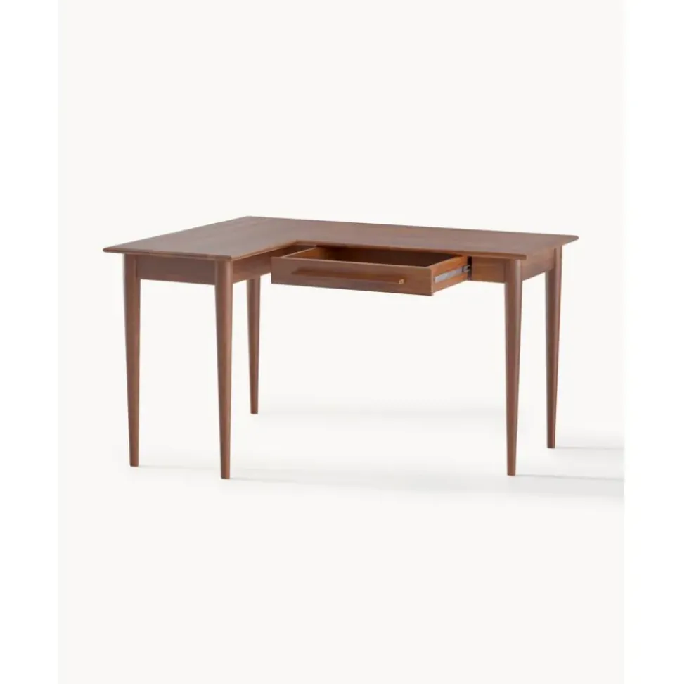 Escritorio Esquinero De Madera De Mango Con Cajones Paul