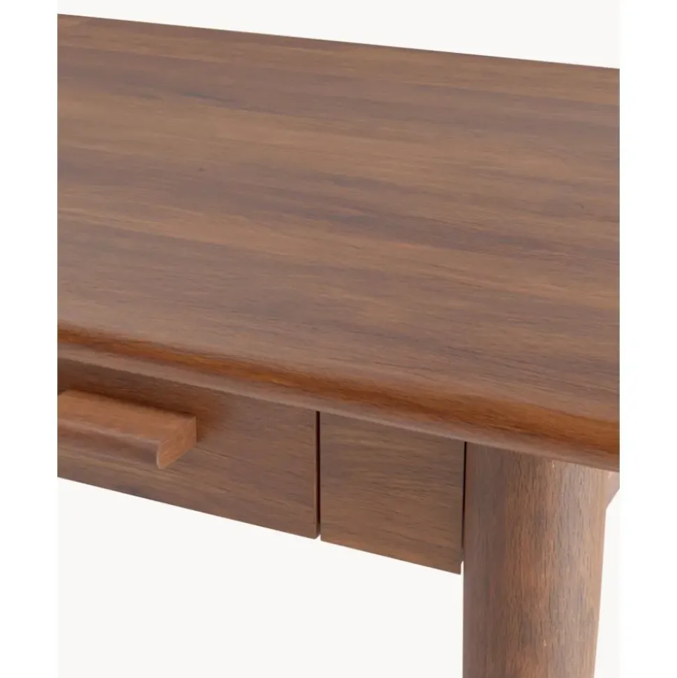 Escritorio Esquinero De Madera De Mango Con Cajones Paul