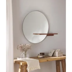 Espejo De Pared Con Estante De Madera Sandro