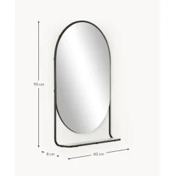 Espejo De Pared Ovalado Verena, Con Estante De Marmol