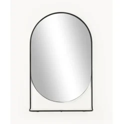 Espejo De Pared Ovalado Verena, Con Estante De Marmol
