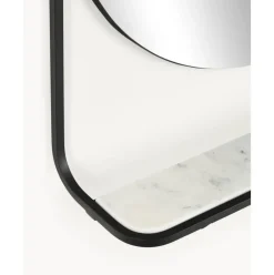 Espejo De Pared Ovalado Verena, Con Estante De Marmol