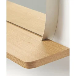 Espejo De Pared Redondo Con Estante De Madera Kenny