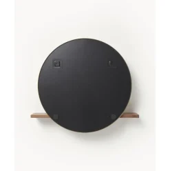 Espejo De Pared Redondo Con Estante De Madera Kenny