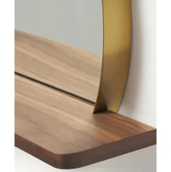 Espejo De Pared Redondo Con Estante De Madera Kenny