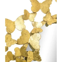 Espejo De Pared Redondo De Metal Butterfly, Estilo Vintage