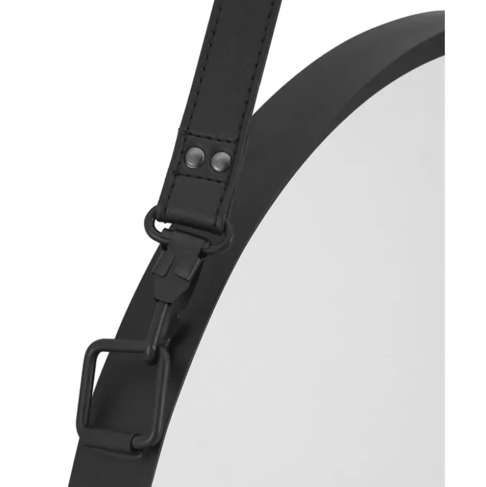 Espejo De Pared Redondo Liz, Con Correa De Cuero