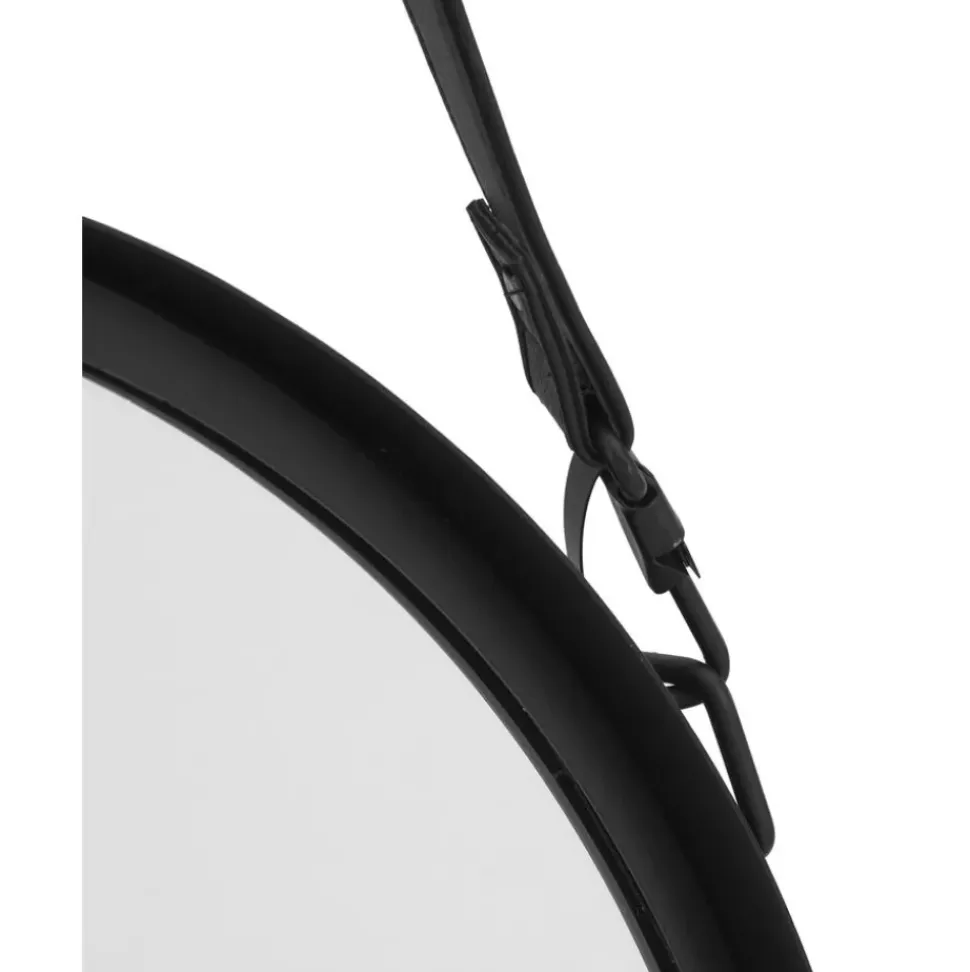 Espejo De Pared Redondo Liz, Con Correa De Cuero