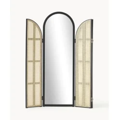 Espejo De Pie Con Biombo De Ratan Aura