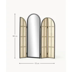 Espejo De Pie Con Biombo De Ratan Aura