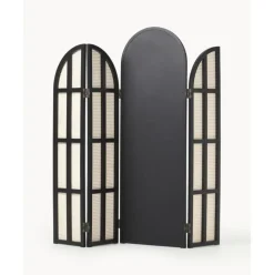 Espejo De Pie Con Biombo De Ratan Aura