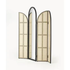 Espejo De Pie Con Biombo De Ratan Aura