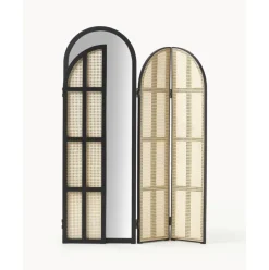 Espejo De Pie Con Biombo De Ratan Aura