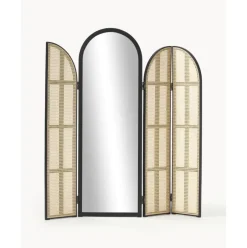 Espejo De Pie Con Biombo De Ratan Aura