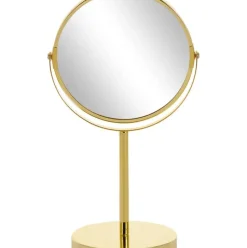 Espejo Tocador Redondo De Metal Classic, Con Aumento