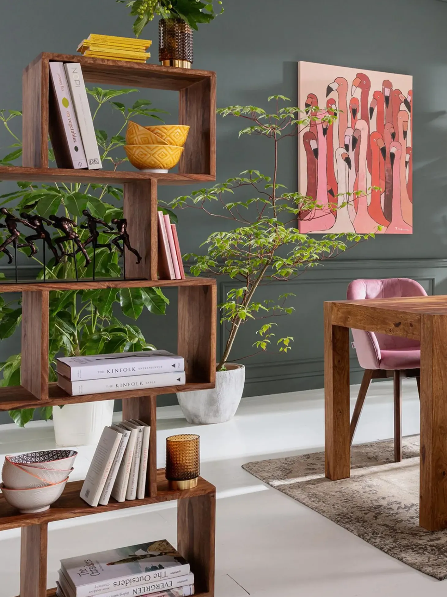 Estanteria De Madera De Sheesham Authentico Zick Zack