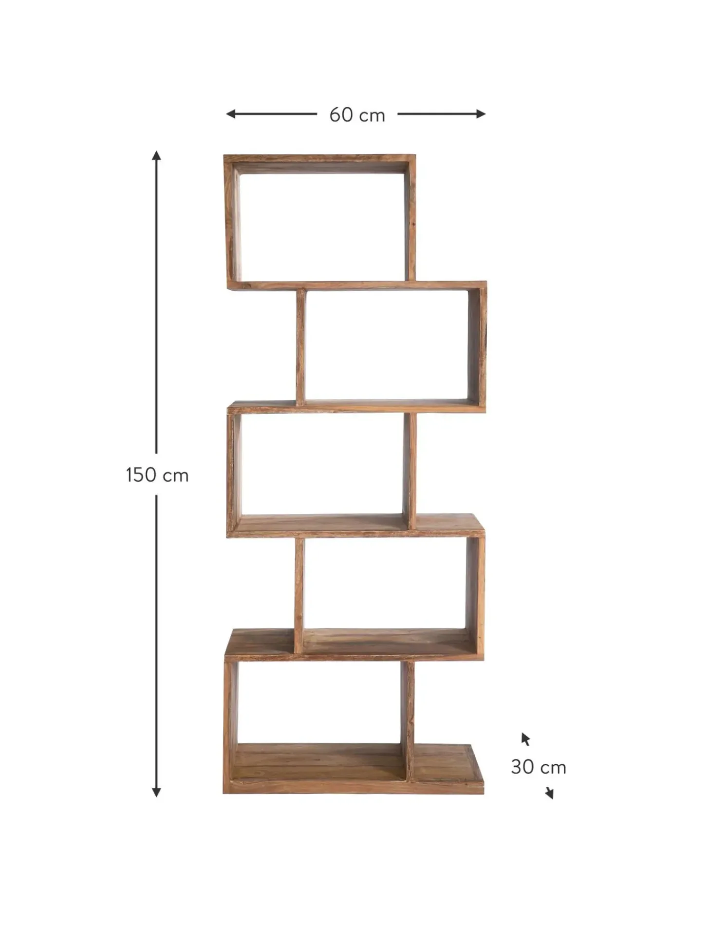 Estanteria De Madera De Sheesham Authentico Zick Zack