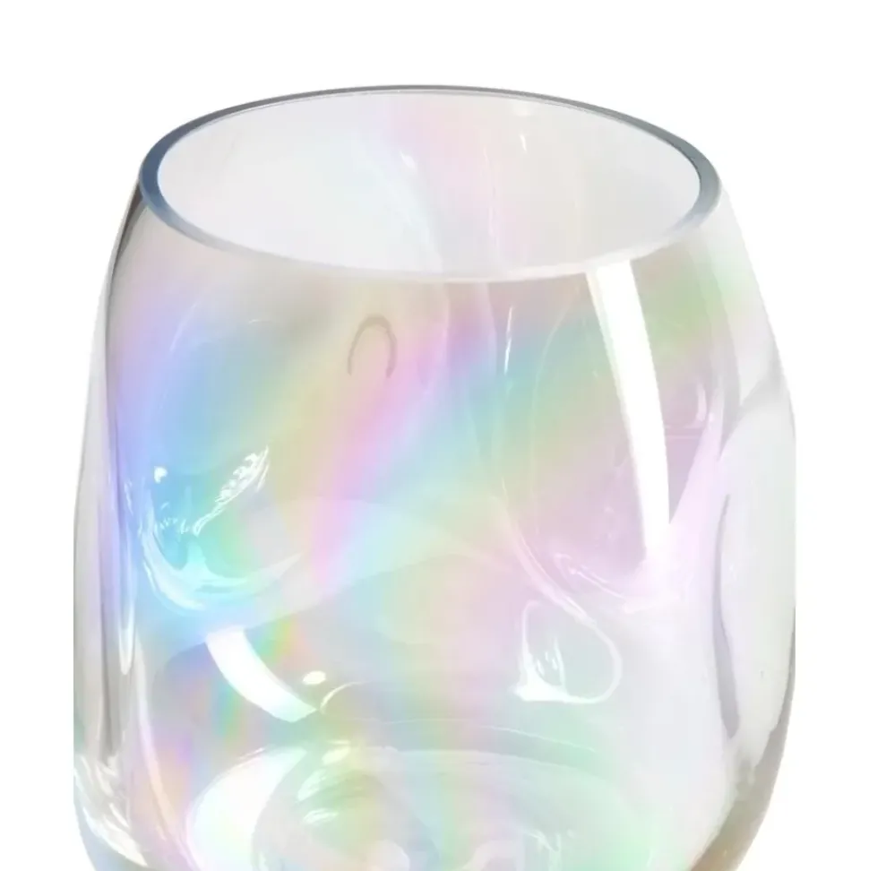 Jarron Artesanal De Vidrio Iridiscente Rainbow