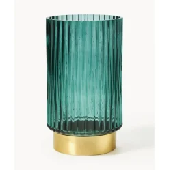 Jarron De Vidrio Con Base De Metal Lene