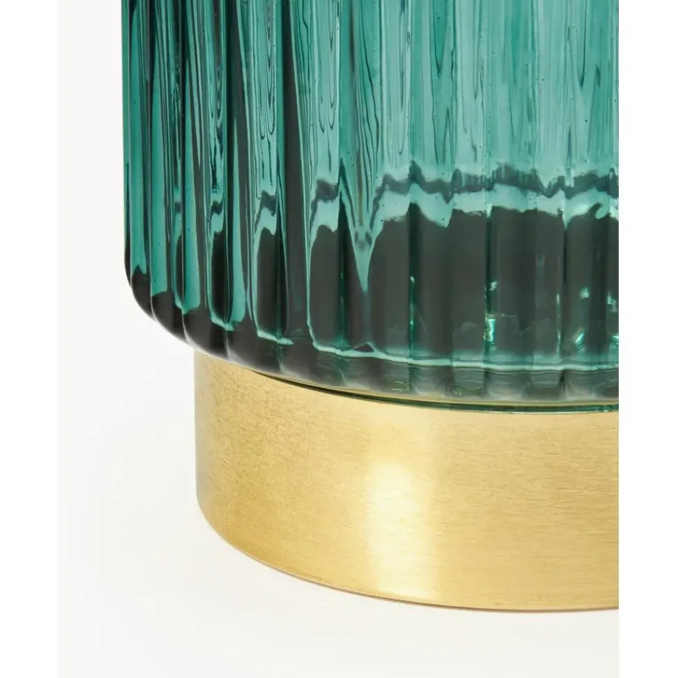 Jarron De Vidrio Con Base De Metal Lene