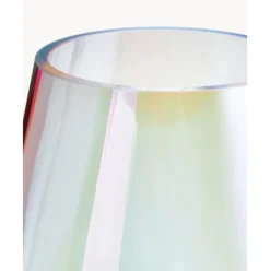 Jarron Grande De Vidrio Iridiscente Soplado Artesanalmente Rainbow