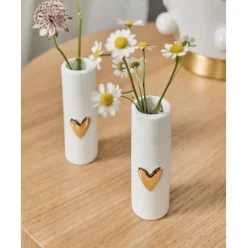 Jarrones Pequenos De Porcelana Heart, 2 Uds.