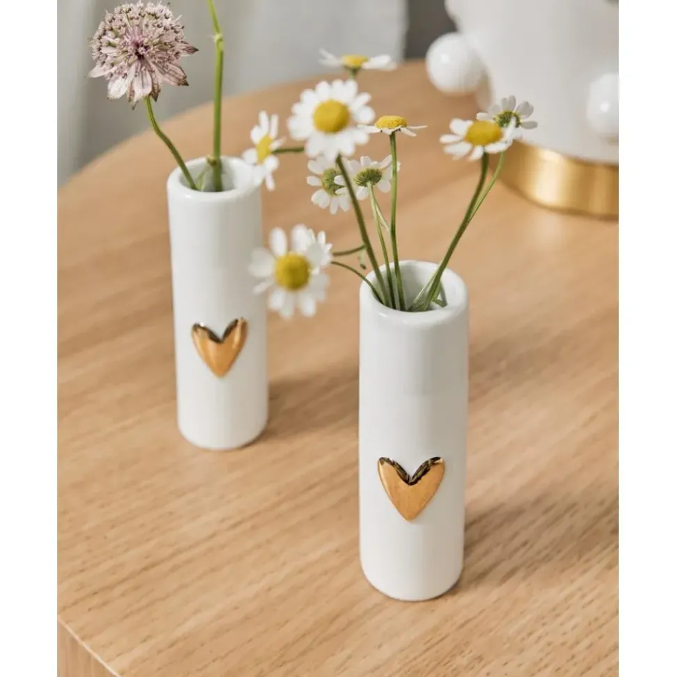 Jarrones Pequenos De Porcelana Heart, 2 Uds.