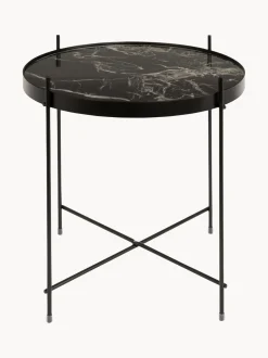 Mesa Auxiliar Plegable Cupid, Tablero De Cristal En Aspecto Marmol