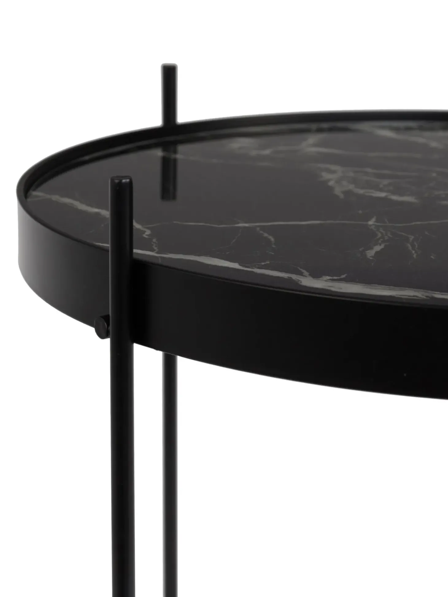 Mesa Auxiliar Plegable Cupid, Tablero De Cristal En Aspecto Marmol