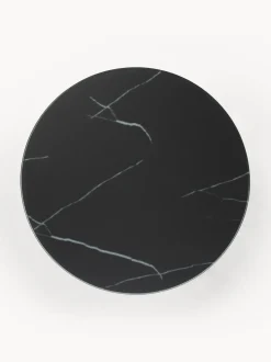 Mesa Auxiliar Redonda Antigua, Tablero De Vidrio En Aspecto Marmol