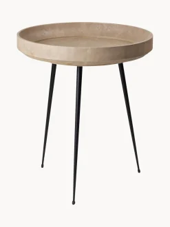 Mesa Auxiliar Redonda Artesanal De Madera De Roble Bowl