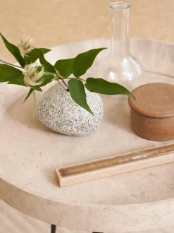 Mesa Auxiliar Redonda Artesanal De Madera De Roble Bowl