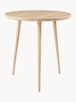 Mesa Auxiliar Redonda Artesanal De Madera De Roble Accent