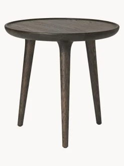 Mesa Auxiliar Redonda Artesanal De Madera De Roble Accent