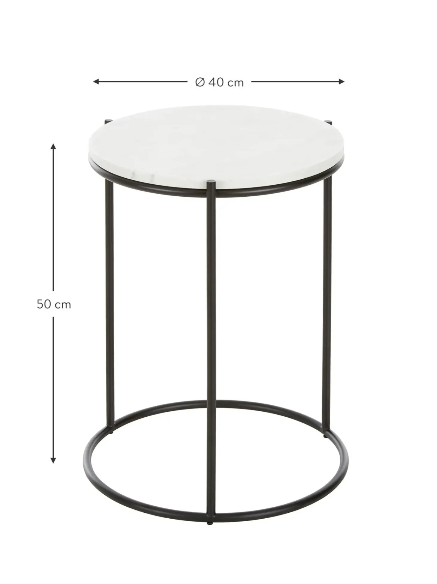 Mesa Auxiliar Redonda De Marmol Ella