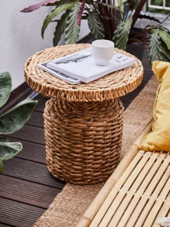 Mesa Auxiliar Redonda De Ratan Camo