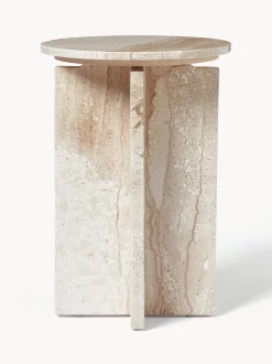 Mesa Auxiliar Redonda De Travertino Marisa