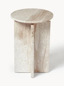 Mesa Auxiliar Redonda De Travertino Marisa